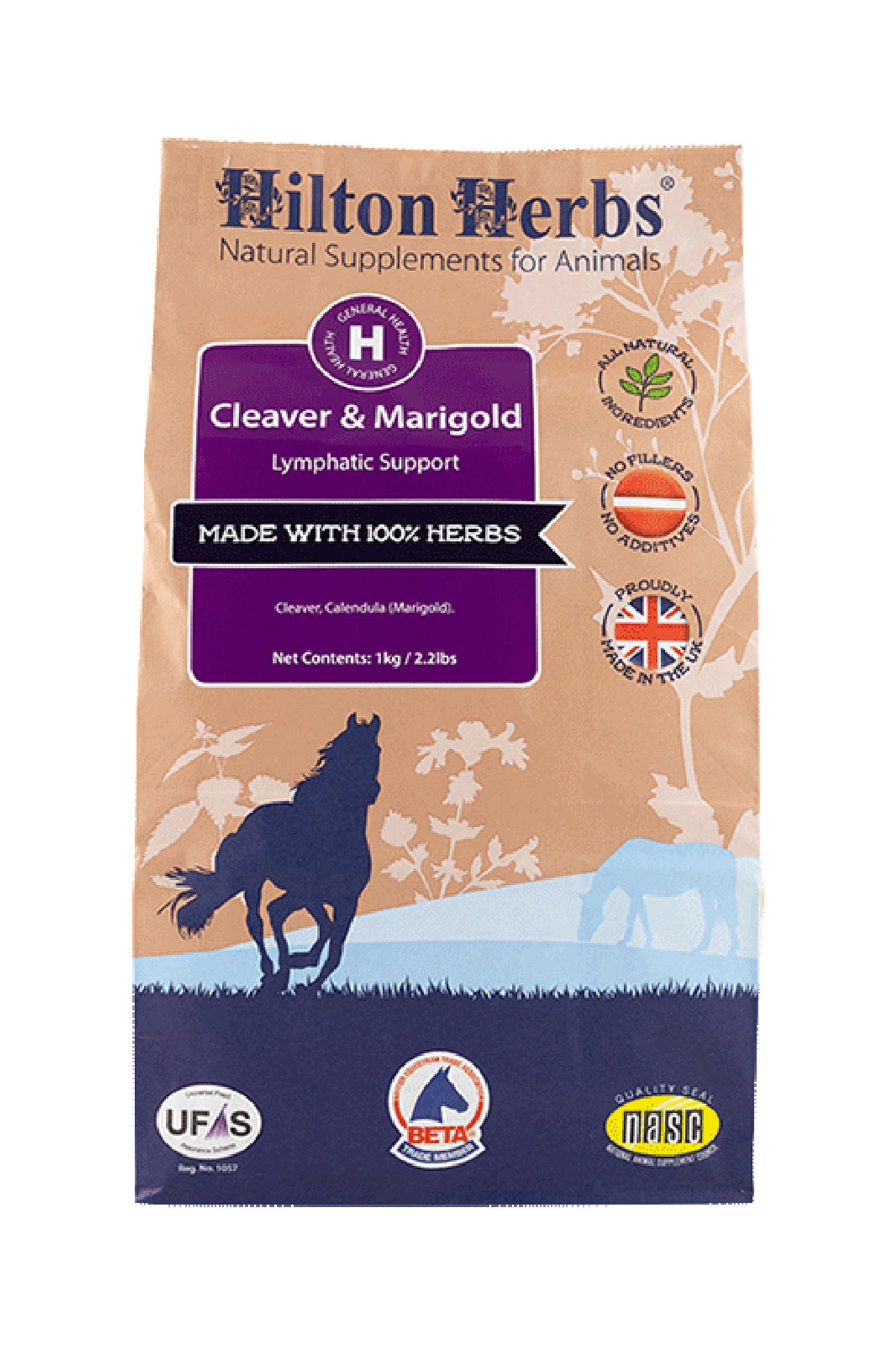 Hilton Herbs Cleaver & Marigold, 1 kilon pussi Horse Feed & Nutrition