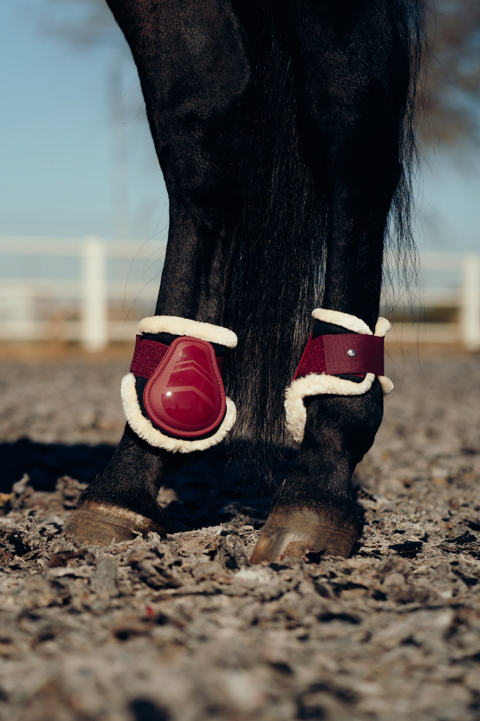 Horze Caliber Fetlock Boots with Faux Fur Lining Leg Protection & Hoof Protection for Horses
