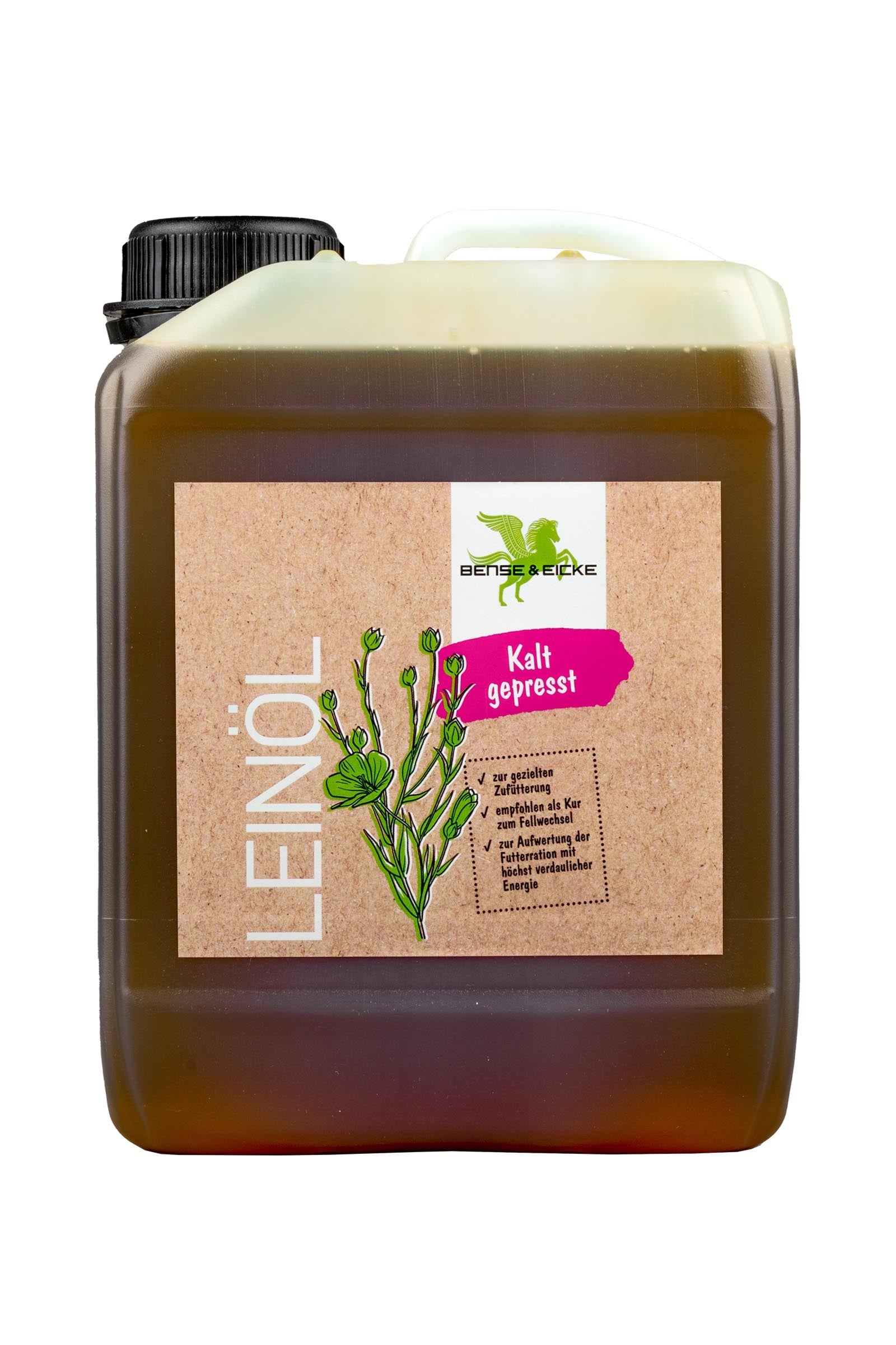 Bense & Eicke Kylmäpuristettu pellavaöljy, 2,5 l Horse Feed & Nutrition