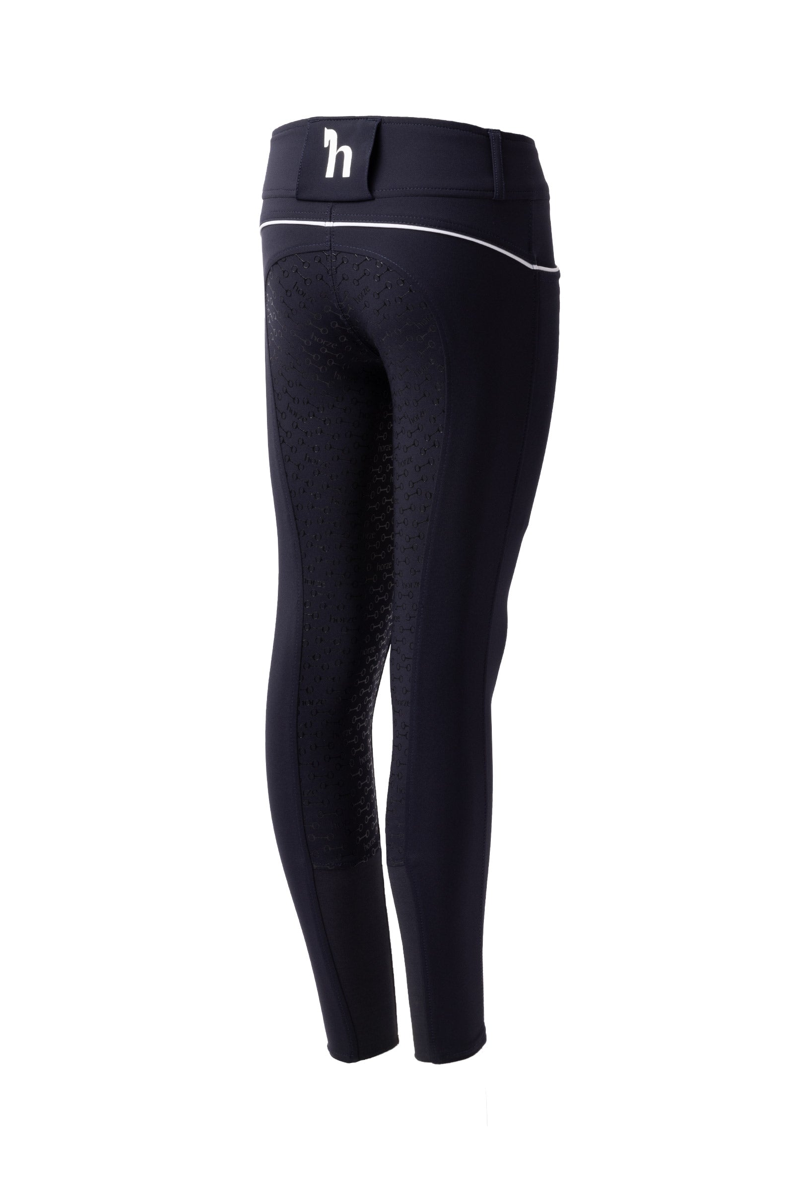 Horze Aubrey lasten ratsastushousut korkealla vyötäröllä ja silikonipainatetuilla kokopaikoilla Lasten ratsastusvaatteet