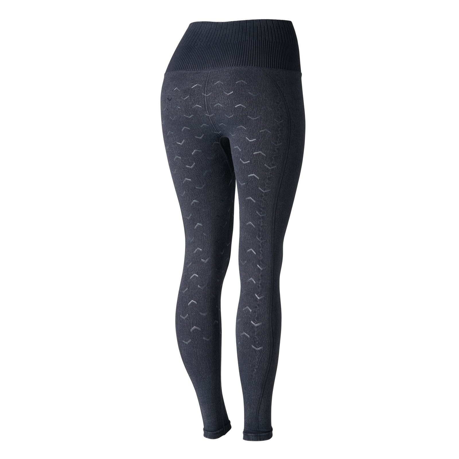 Horze Vanessa Denim-Look naisten saumattomat, kokopaikkaiset ratsastusleggingsit silikonipainatuksilla Womens Breeches