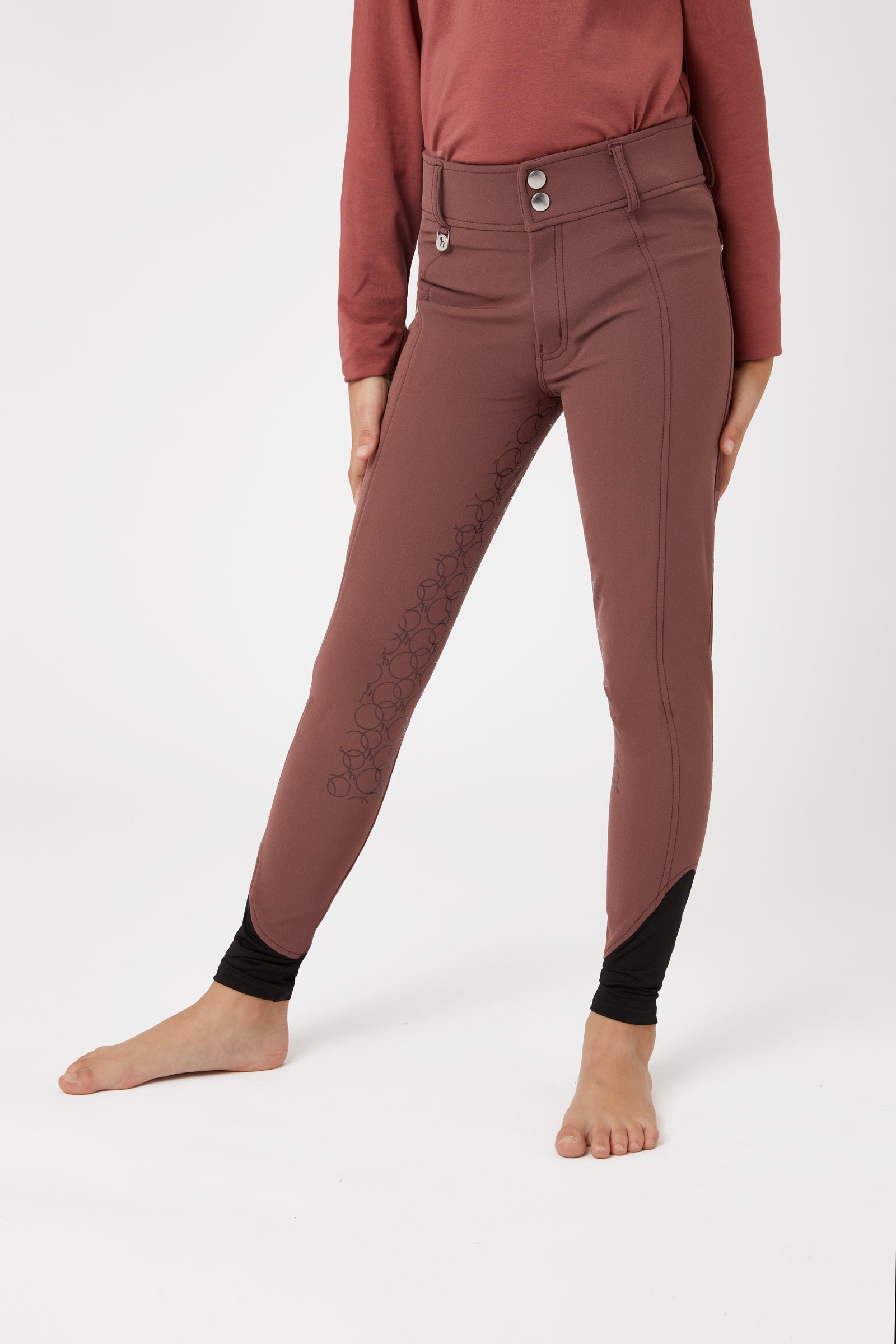 Horze Leighton Teens Silicone Full Grip Breeches with Phone Pocket Kids Apparel