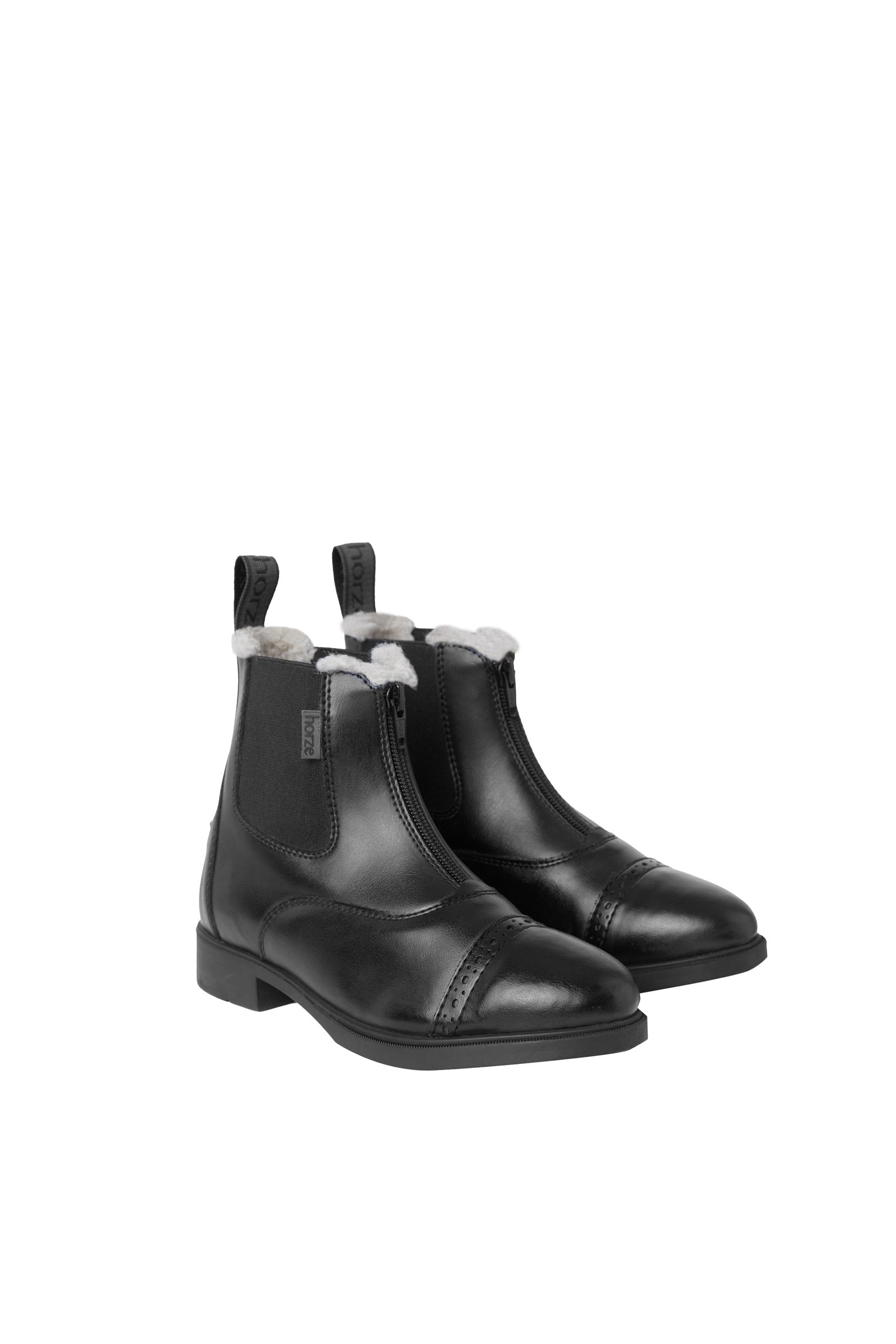 Horze Wexford lasten talvijodhpurit etuvetoketjulla ja tekoturkisvuorella Ratsastussaappaat, -kengät & chapsit