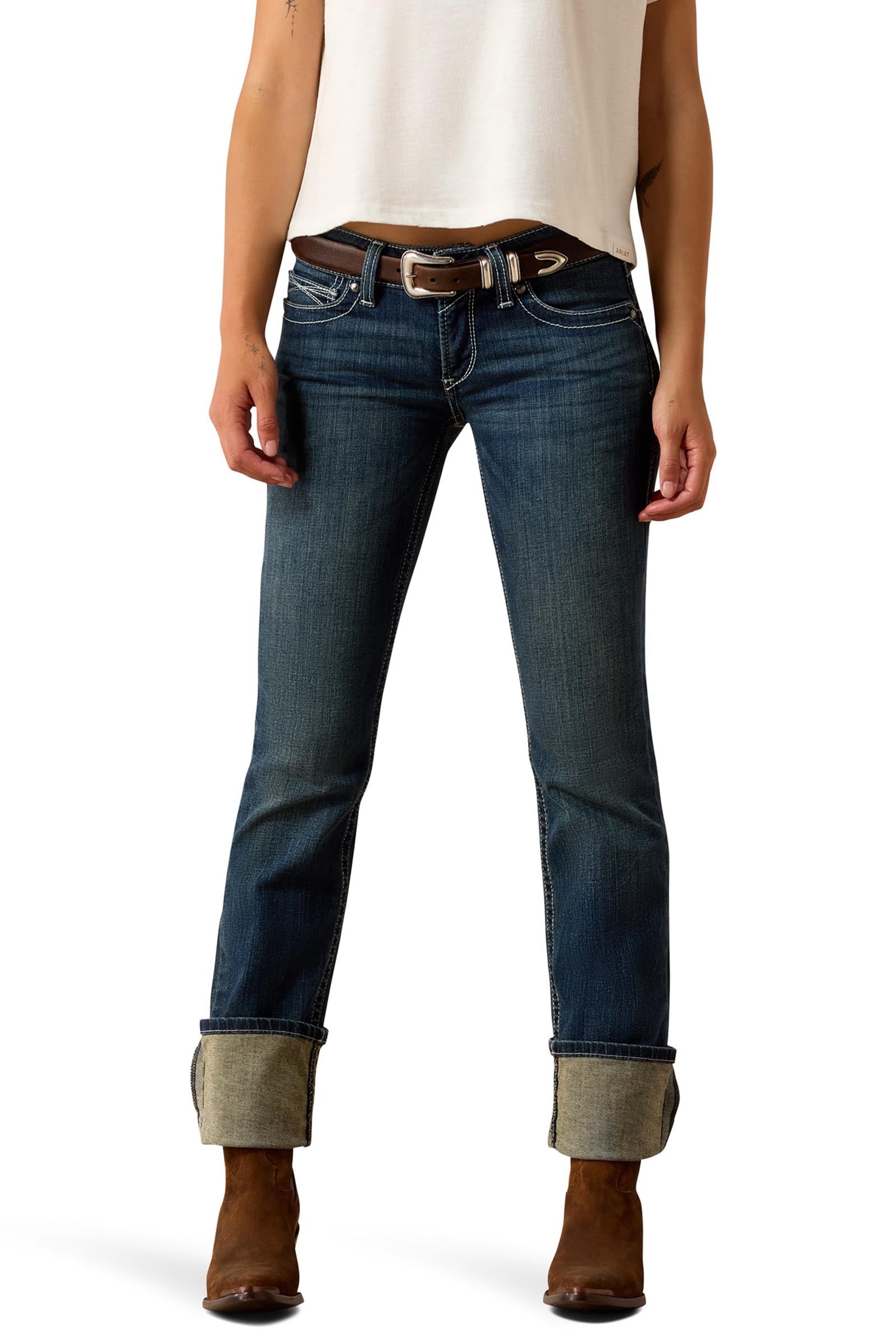 Ariat R.E.A.L. Mid Rise Stretch Icon Stackable Straight Leg Naisten suoralahkeiset farkut Womens Breeches