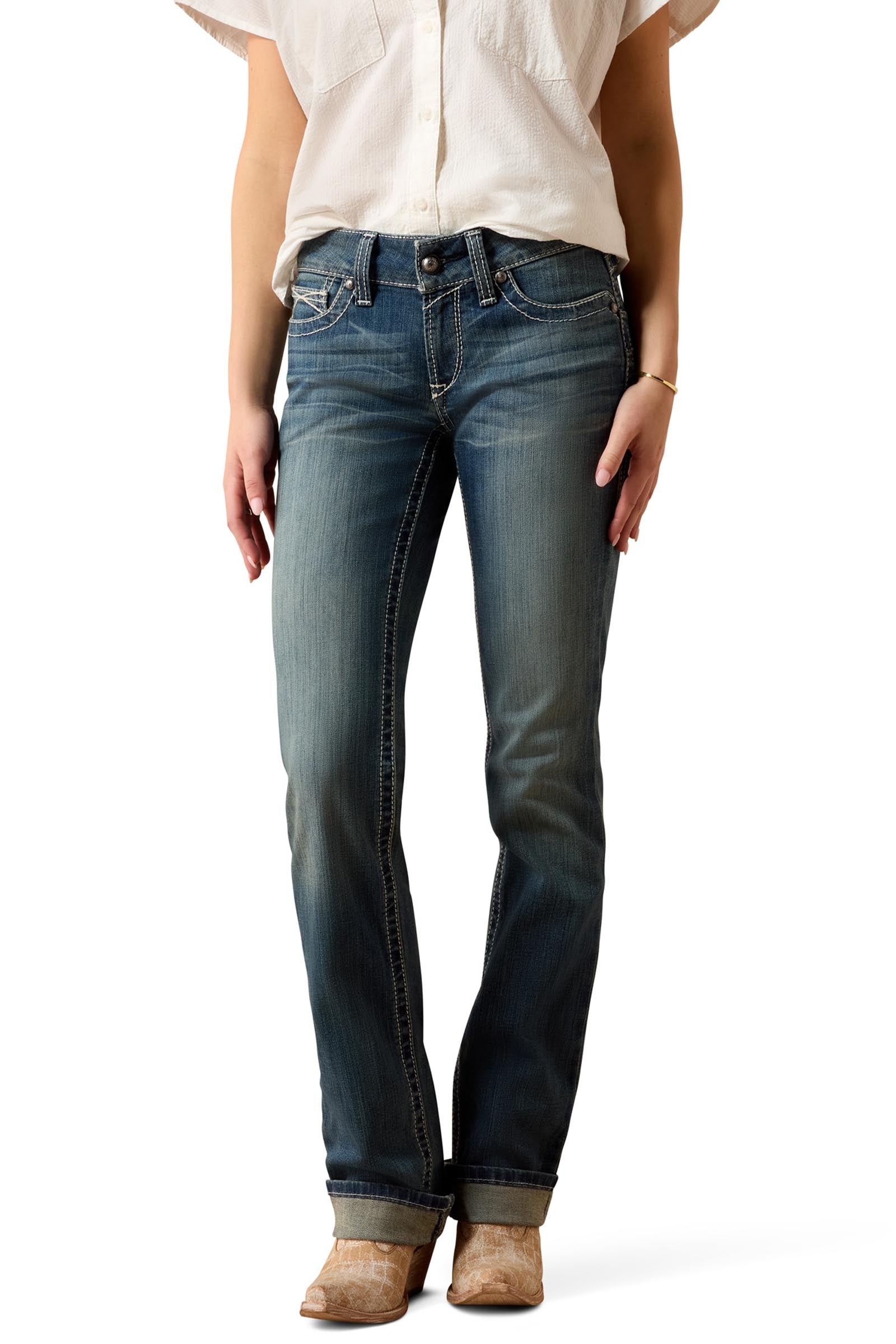 Ariat R.E.A.L. Mid Rise Stretch Icon Stackable Straight Leg Naisten suoralahkeiset farkut Womens Breeches