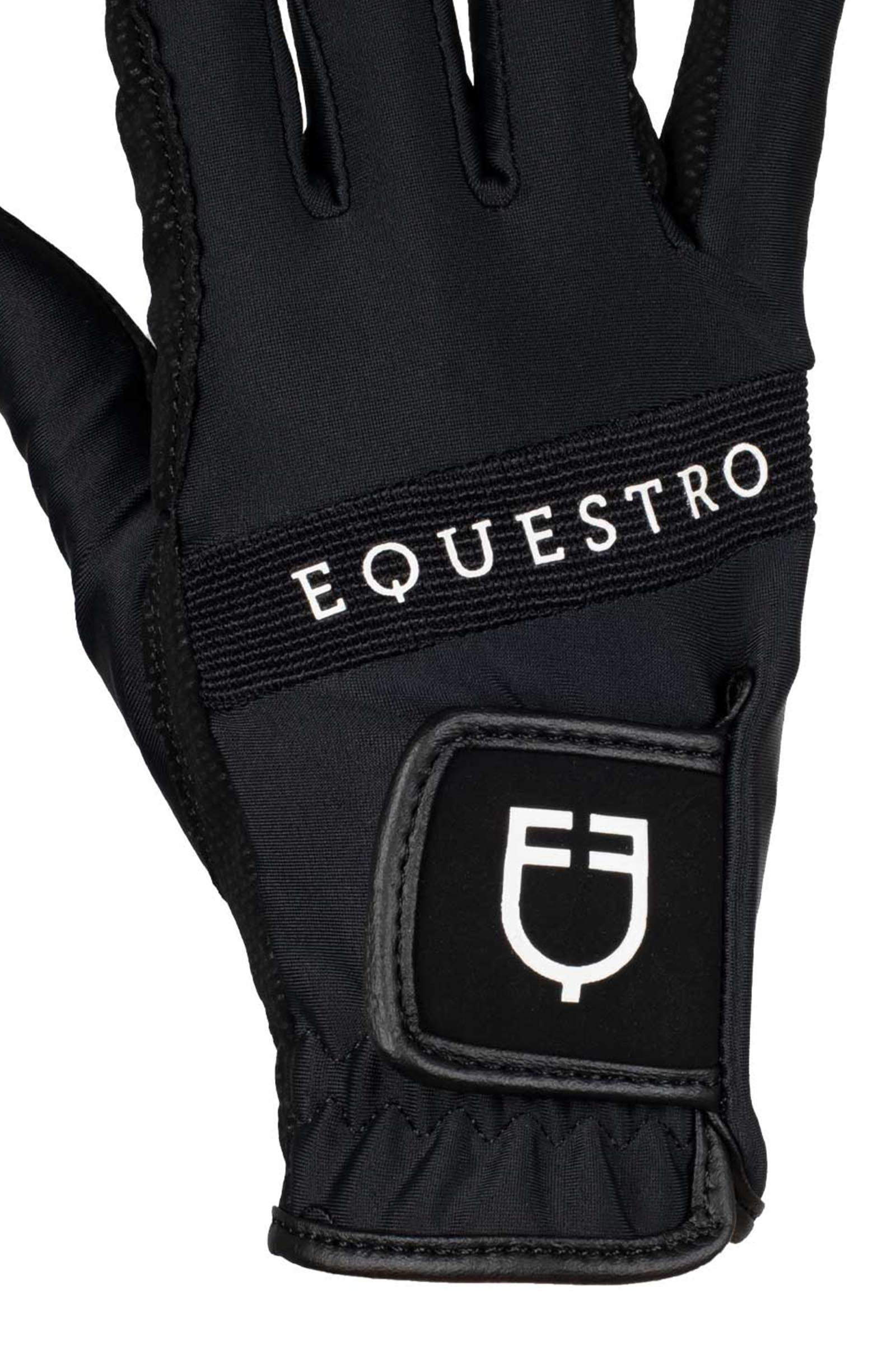 Equestro Gloves in Technical Fabric With Multicolor Logo Riding Gloves