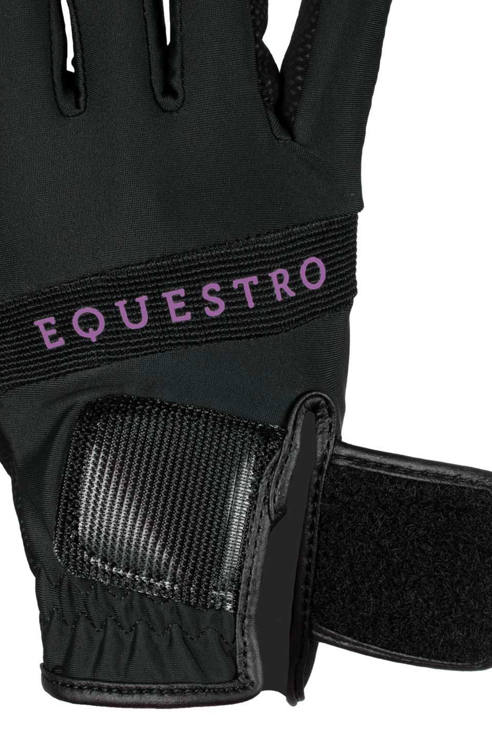 Equestro Gloves in Technical Fabric With Multicolor Logo Riding Gloves