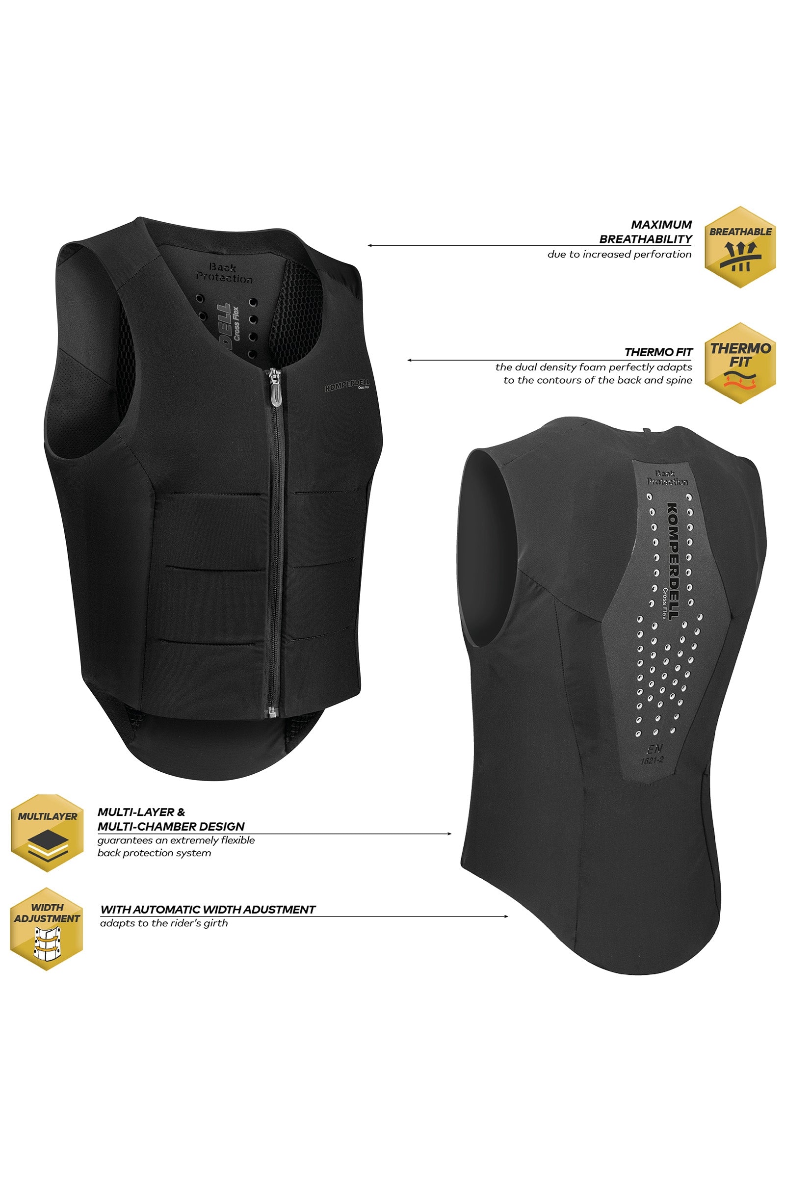 Komperdell FlexFit Ballistic Vest With Back Protector, Regular Safety Equipment