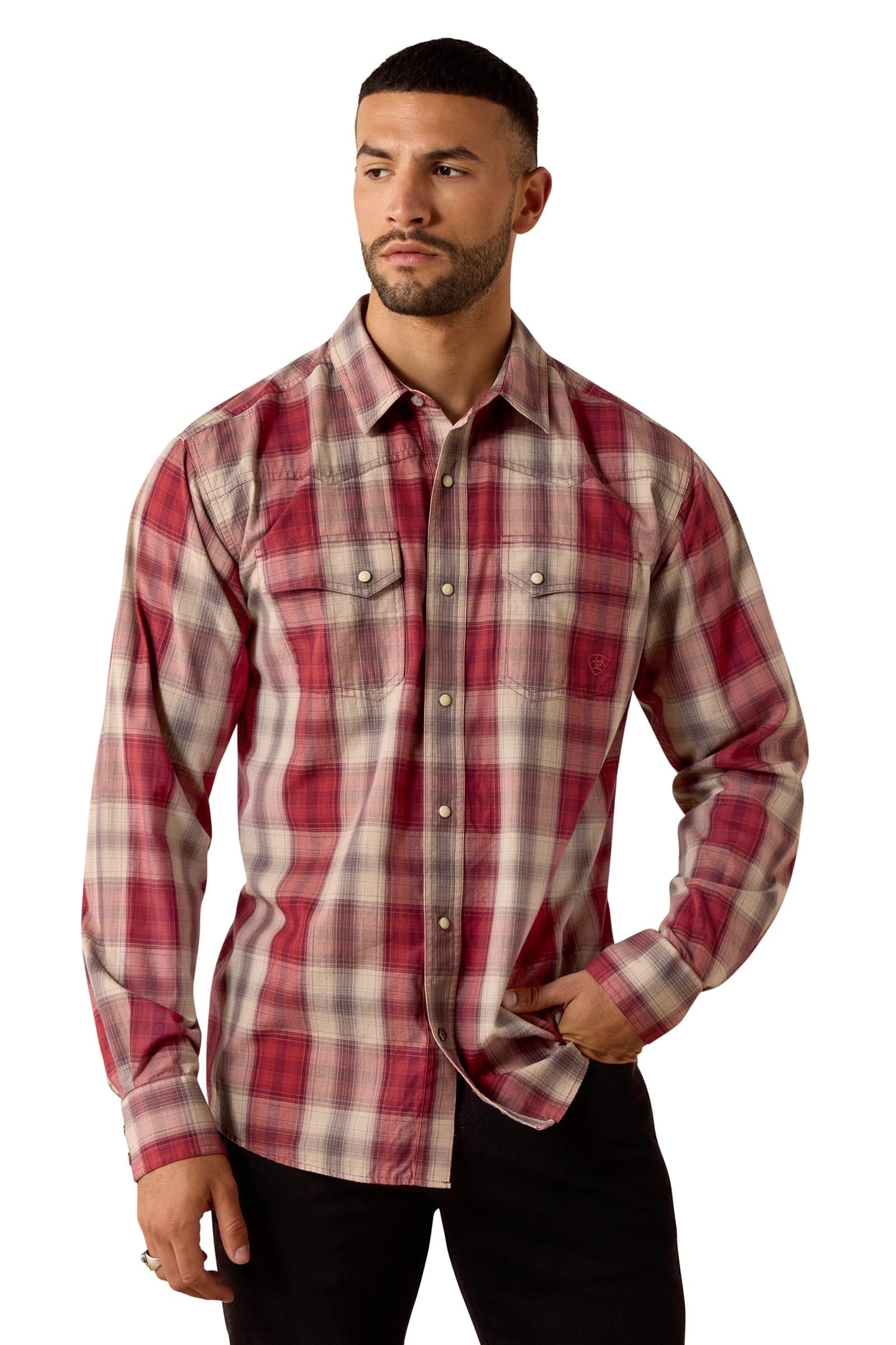 Ariat Retro Hawthorne miesten istuva nepparipaita Miesten ratsastusvaatteet