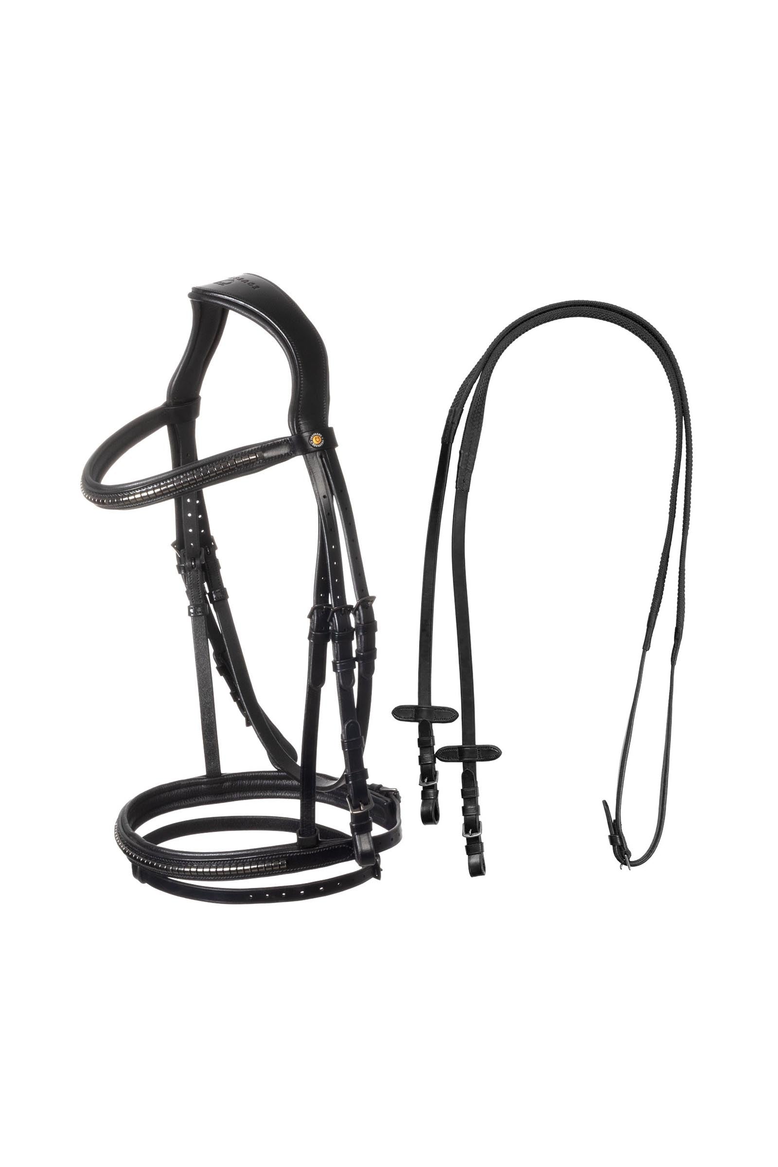 Equestro Leather Bridle With Black Clincher Bridles & Reins