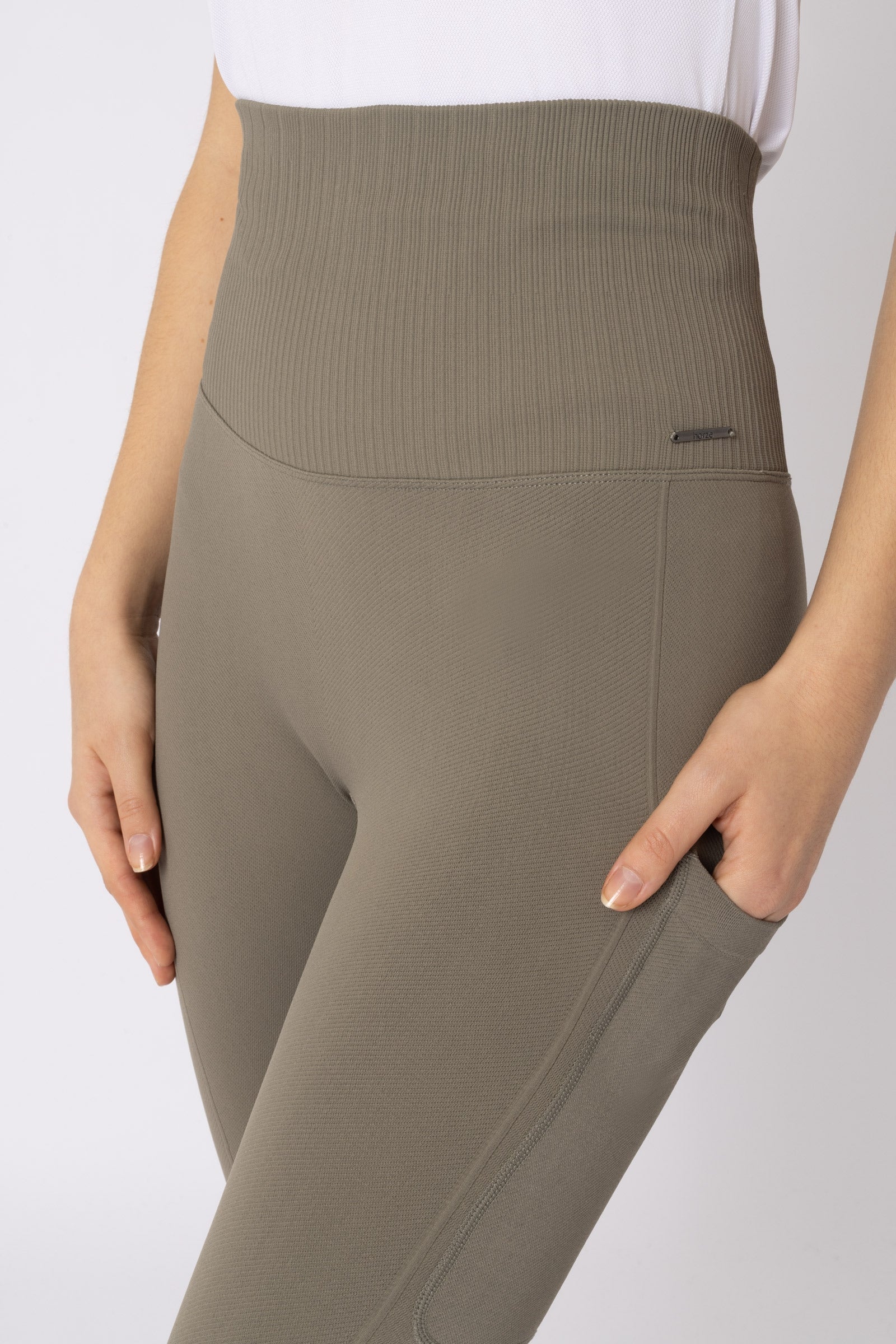 Horze Janine Women's Seamless Full Grip Tights with phone Pocket Womens Breeches