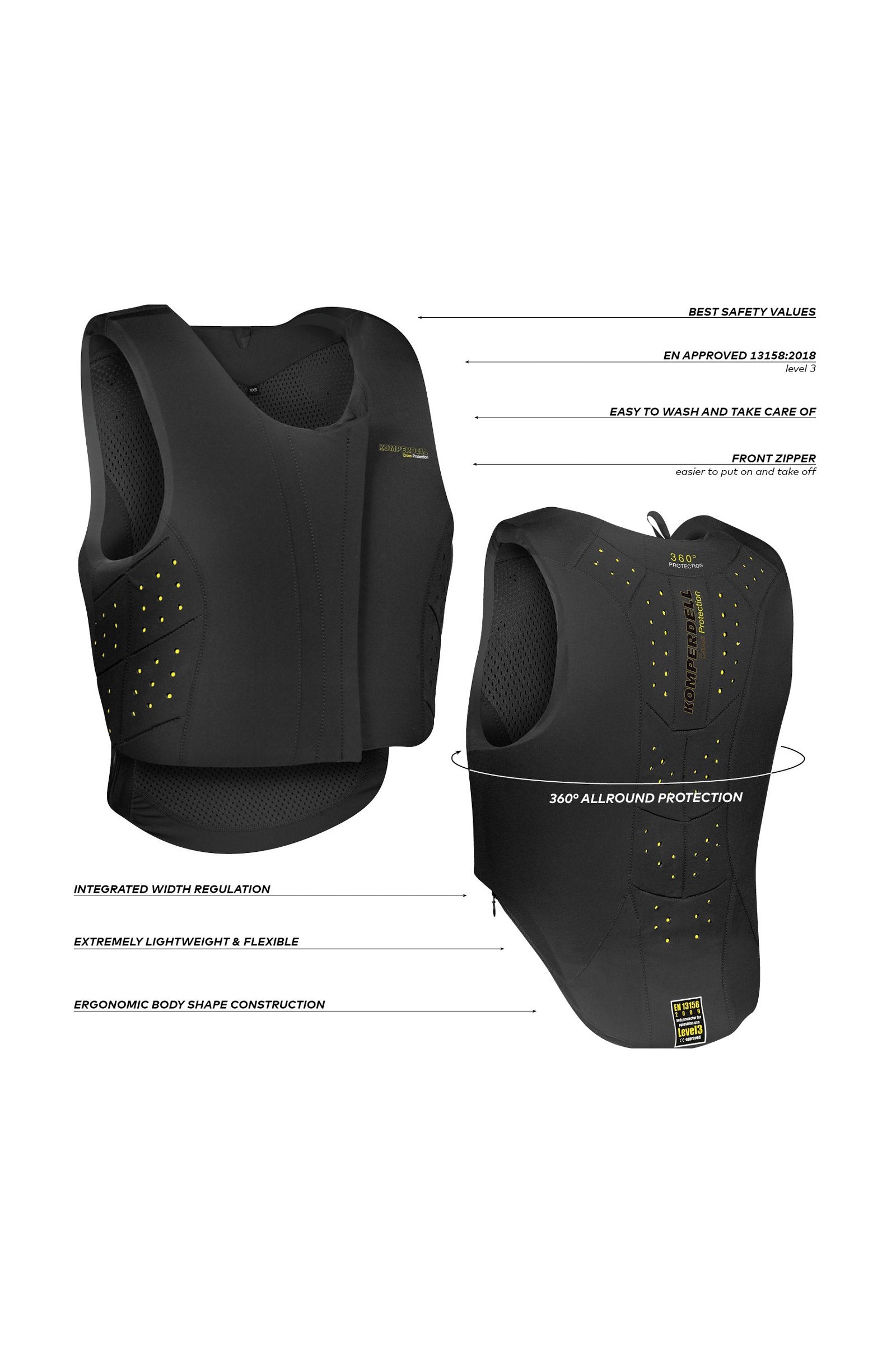 Komperdell Equestrian Junior Body Protector With Front Zip Safety Equipment