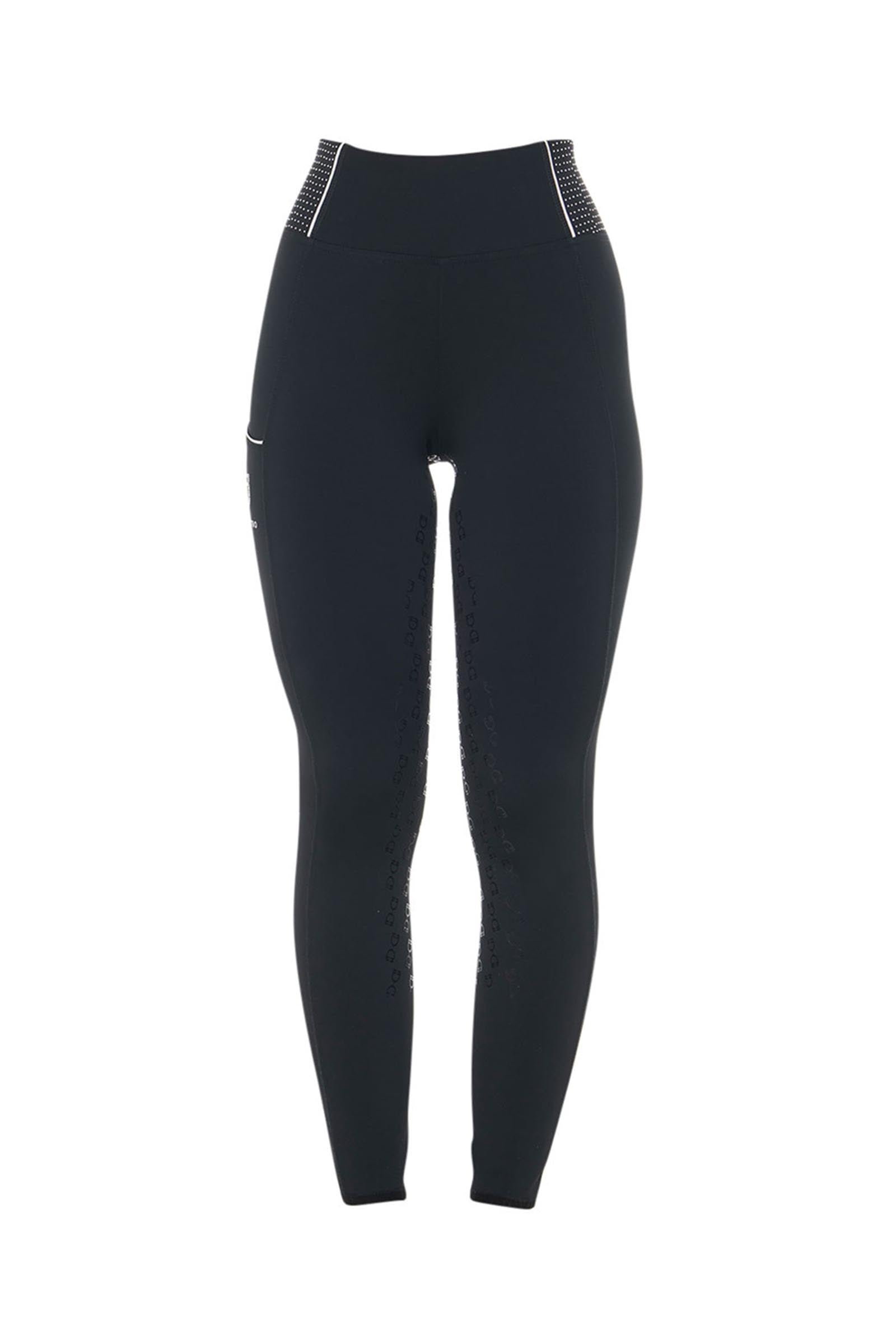 Equestro Women's Slim Fit Full Grip High-Waisted Leggings Rhinestones Womens Breeches