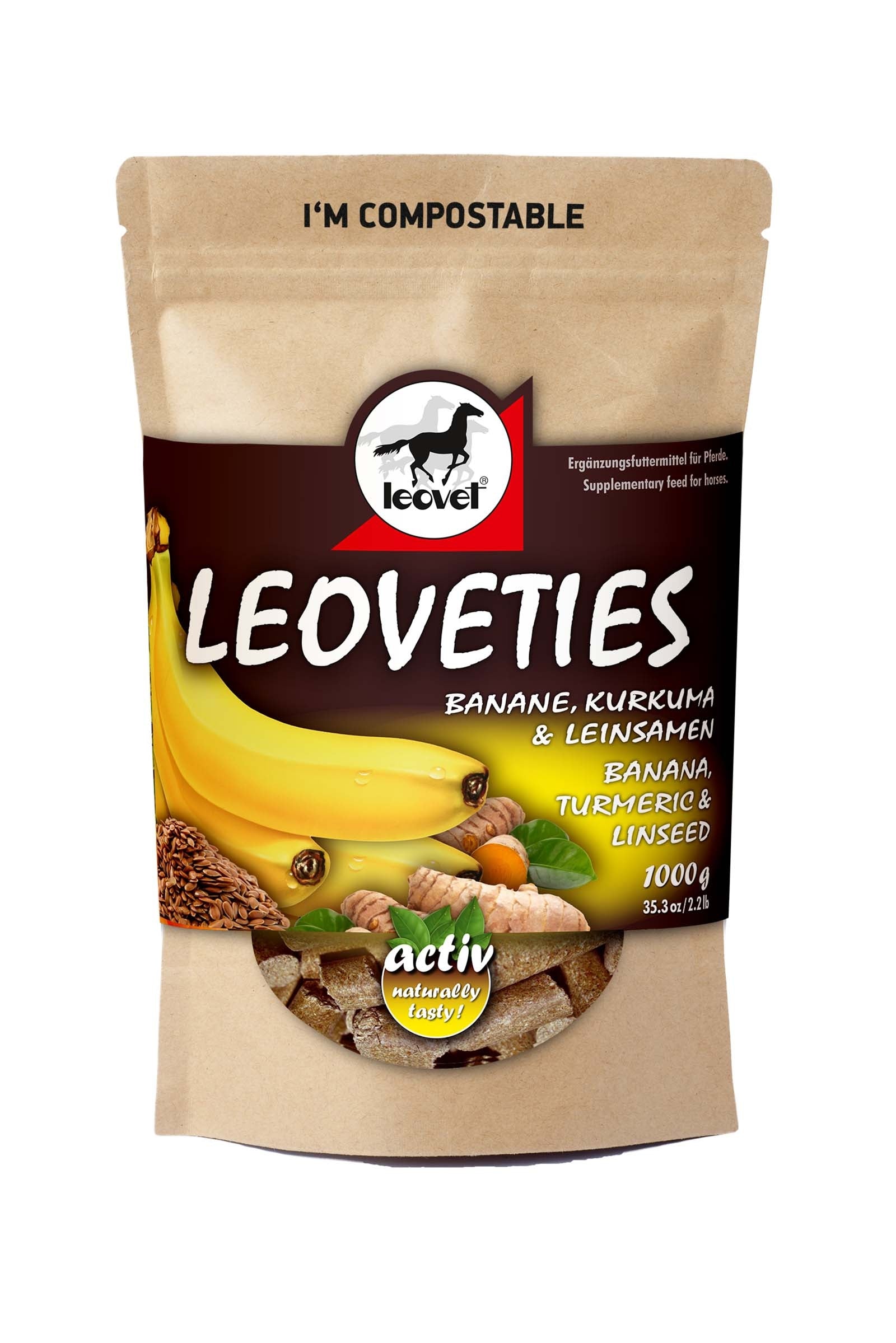 Leovet "Leoveties" Banaani, kurkuma ja pellavansiemen, 1 kg Horse Feed & Nutrition