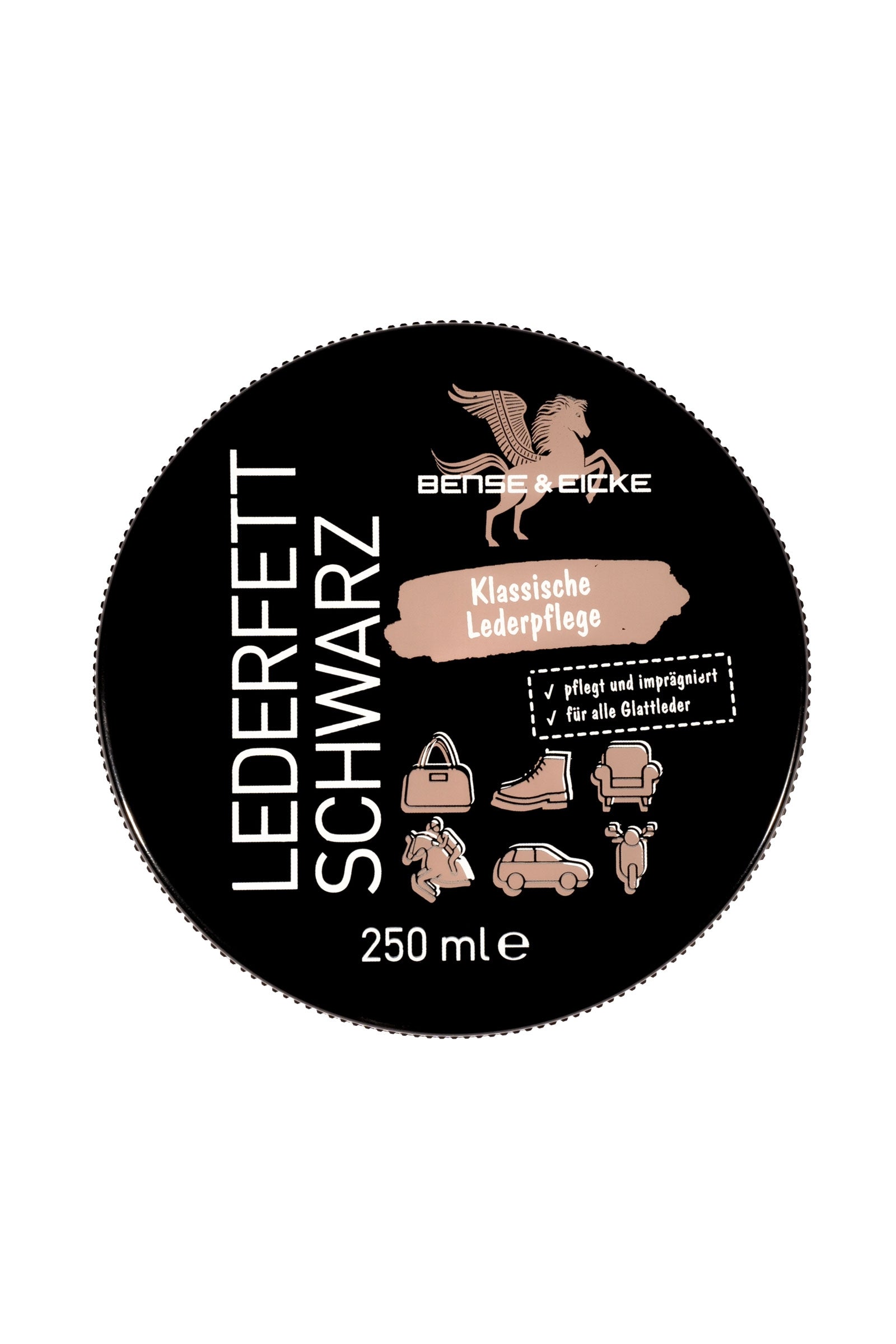 Bense & Eicke Musta nahkarasva, 250 ml Hoito