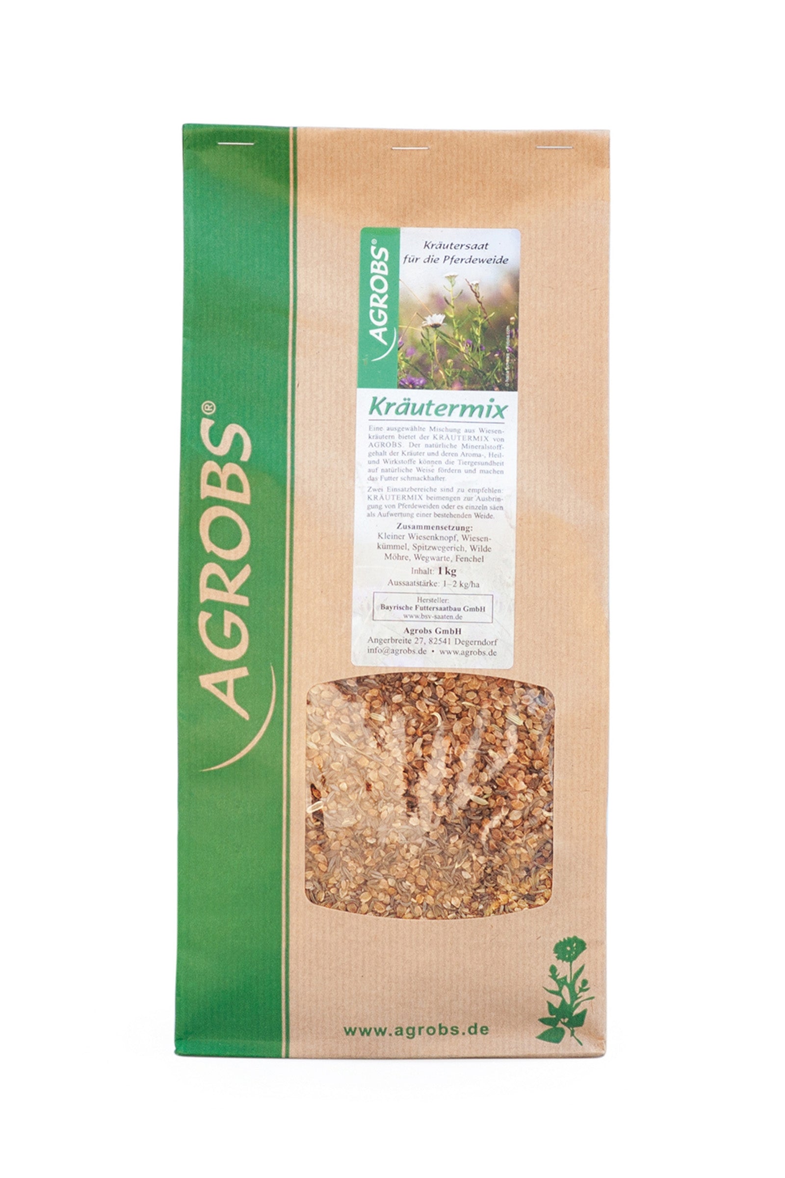Agrobs Kräutermix yrttien kylvösiemenet laitumelle, 1 kg Horse Feed & Nutrition