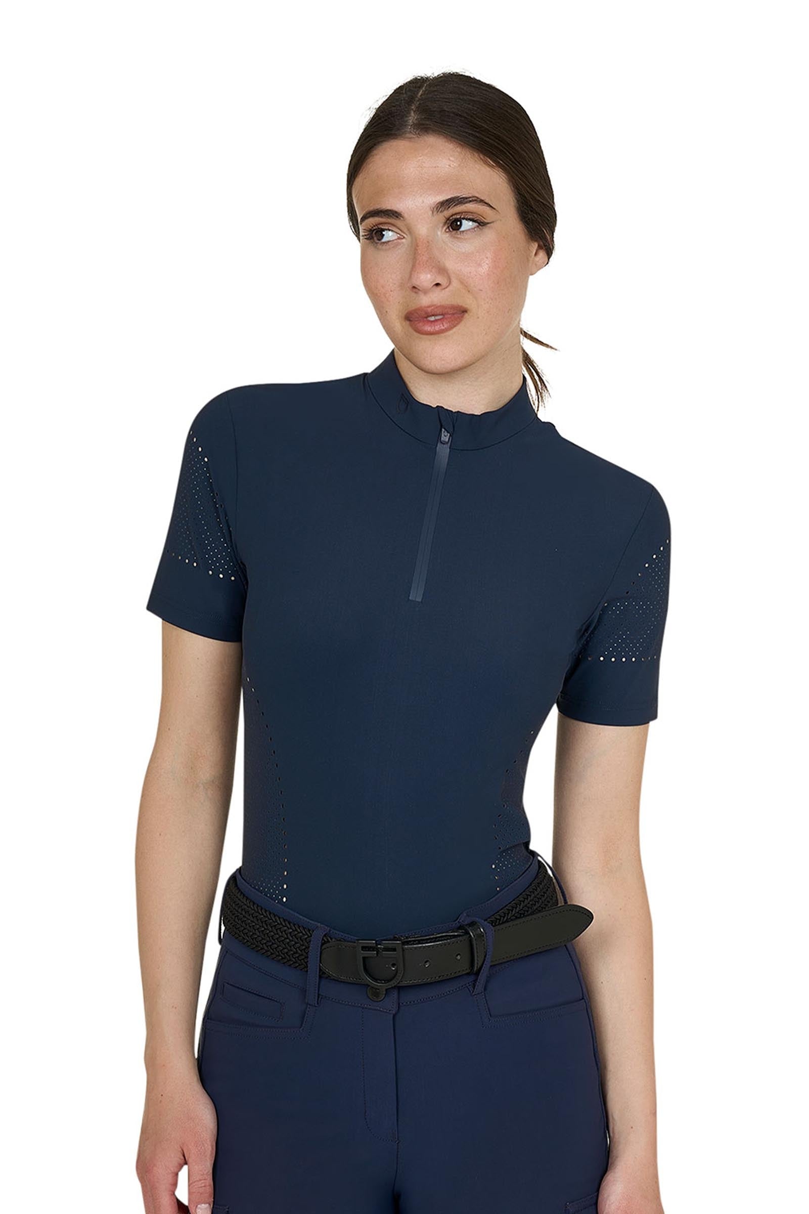 Equestro SS2026 Women's Perforated Training Polo Shirt SS ZIP Naisten ratsastusvaatteet