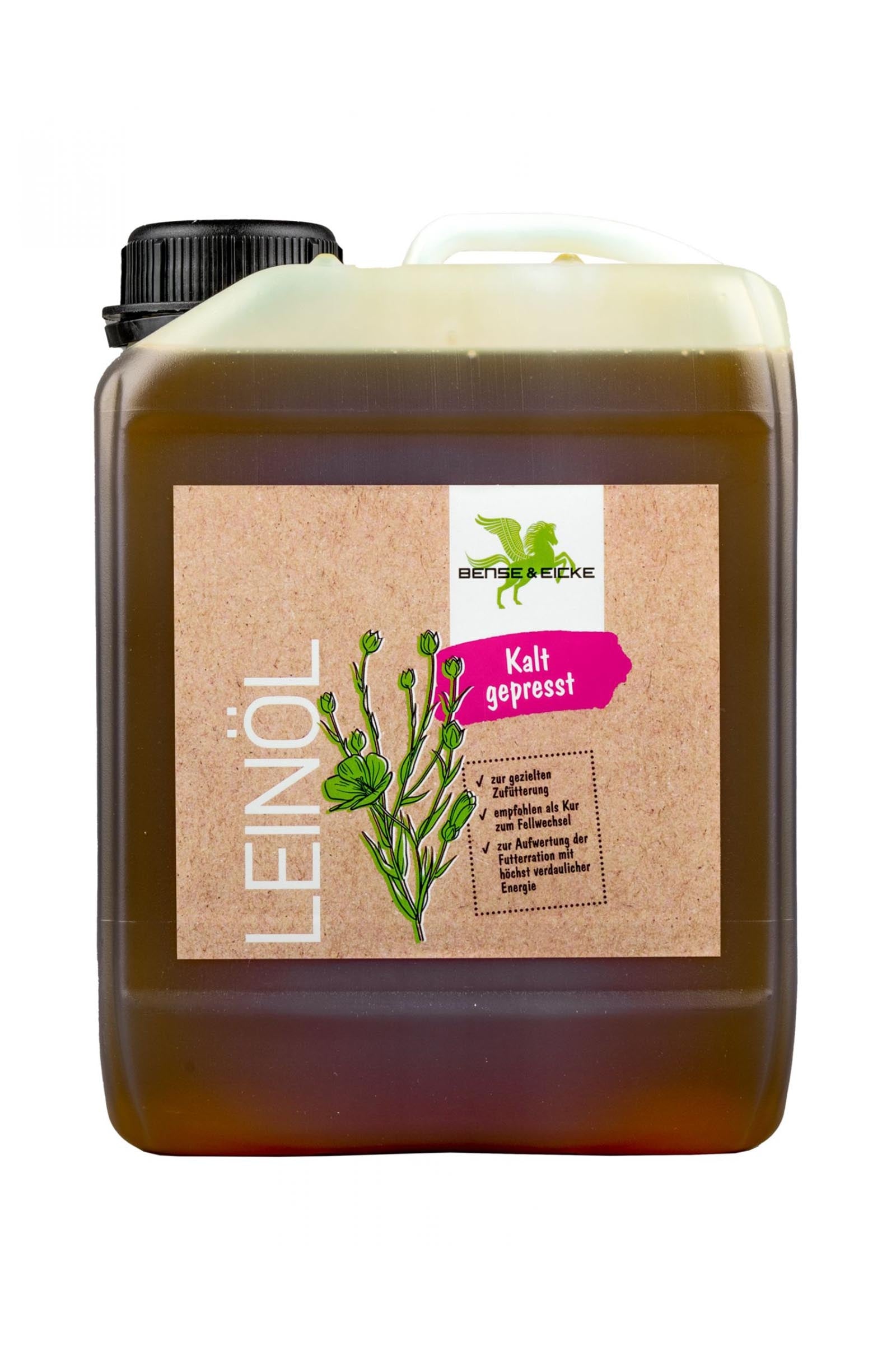 Bense & Eicke Kylmäpuristettu pellavaöljy, 5 l Horse Feed & Nutrition