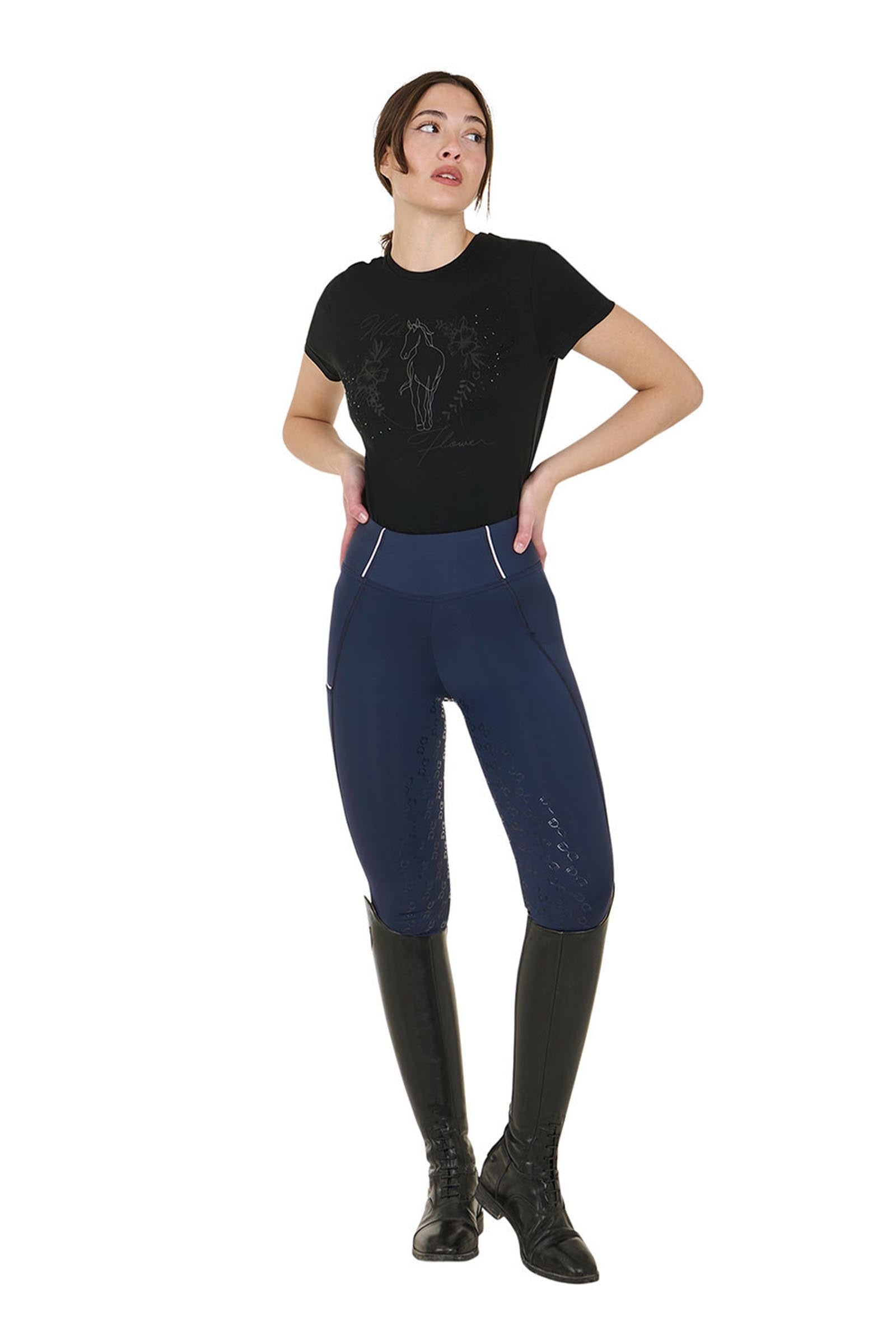 Equestro Women's Slim Fit Full Grip High-Waisted Leggings Womens Breeches