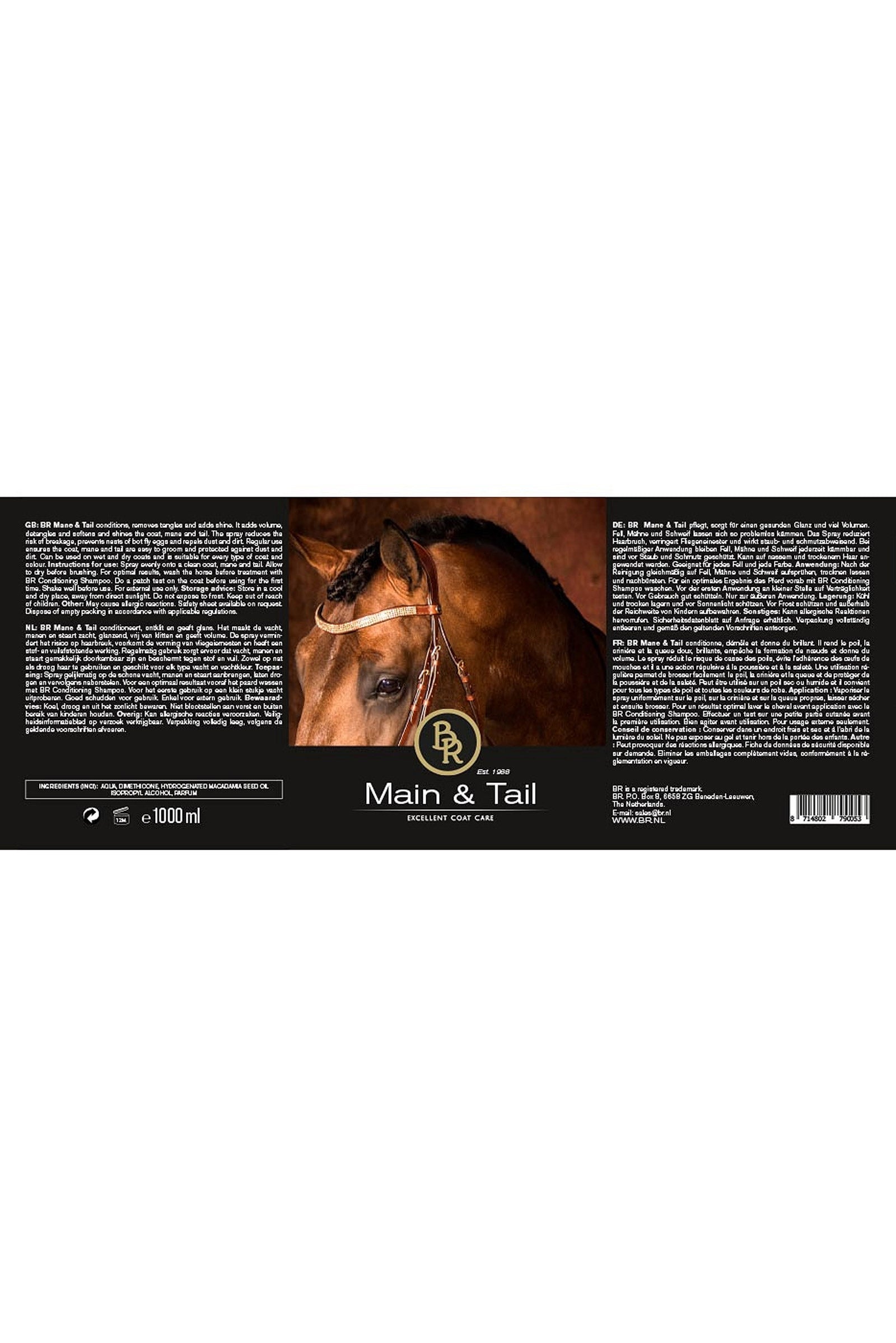 BR Mane & Tail Spray Lotion, 1000 ml Horse Health Care