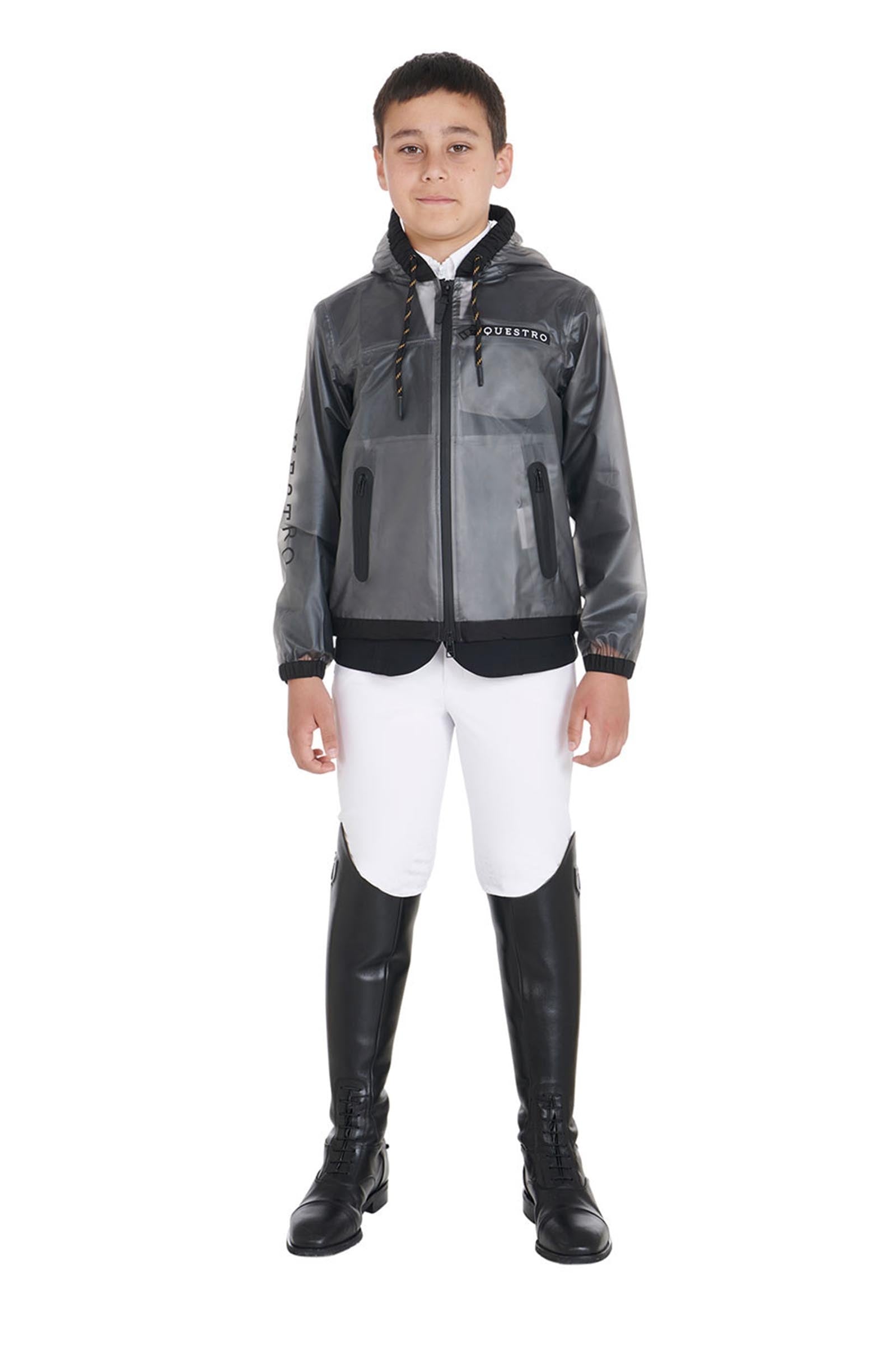 Equestro Kids' Windproof Zip Hooded Raincoat Kids Apparel